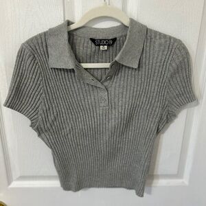 Cropped & Ribbed Polo Shirt